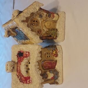 Vintage family dollar  Ceramic Gingerbread  House Tealight Candle holder